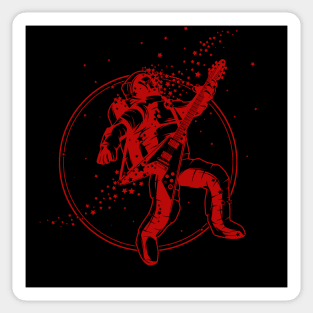 Astronaut Playing Guitar - Space Rock in Red Sticker